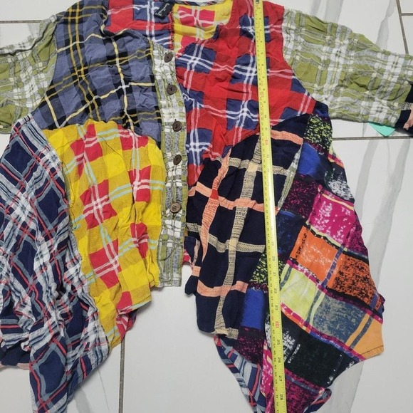 Boho Multicolor patchwork button-up shirt - Picture 6 of 7